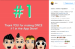 Пост в Инстаграме группы DNCE о новом мобильном приложении #DNCEGAME