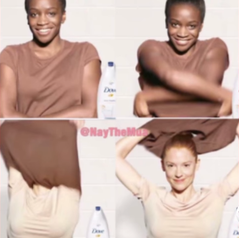 Скрин якобы "расистского" рекламного ролика Dove